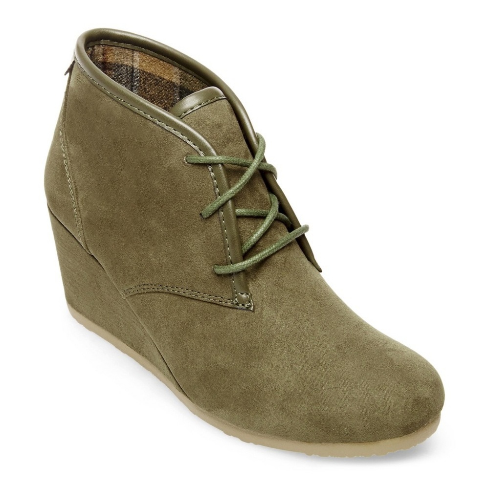 Olive green wedge heels